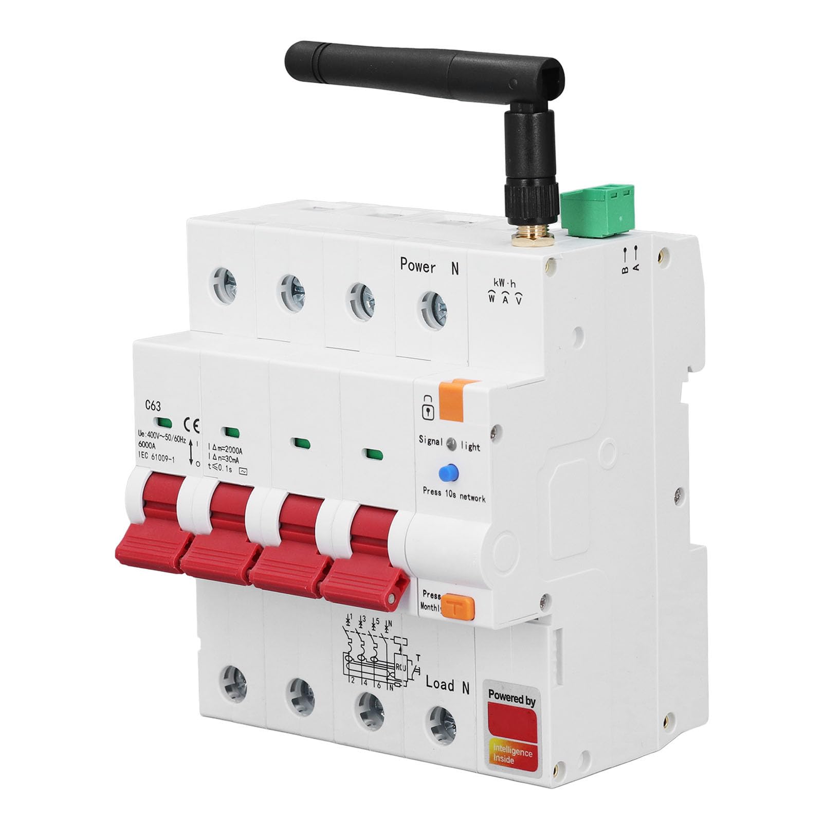 GOWENIC 63A 4P WiFi MCB con Protección contra Sobrecarga y Cortocircuito