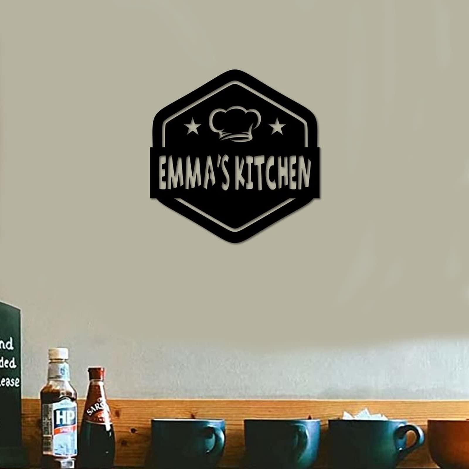 Letrero de metal personalizado para cocina, letrero de bienvenida, nombre, decoración de pared, nombre de cocina familiar, letrero de cocina para mamá, letrero de cocina, letrero de cocina