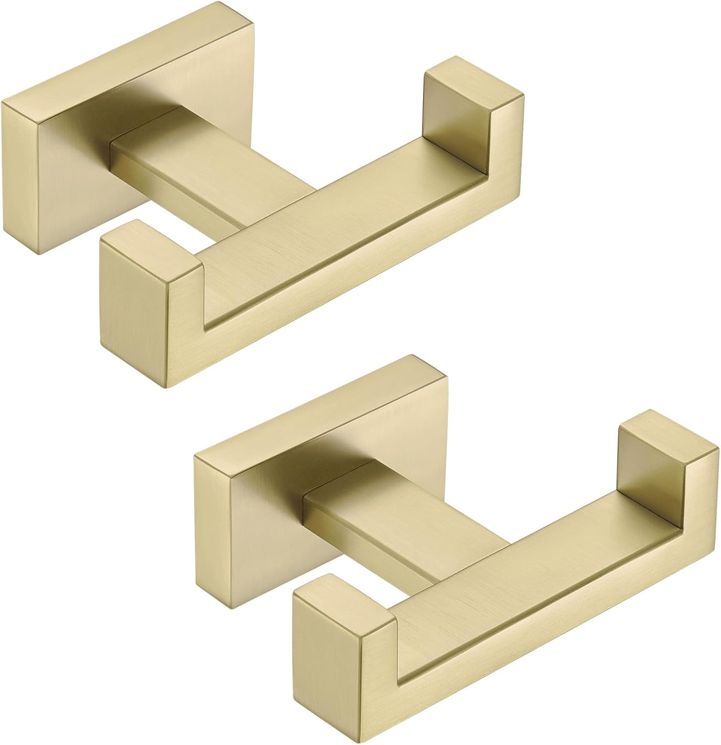 APLusee Brushed Gold Double Towel Hooks, 2 Pack, Heavy Duty Wall Mounted