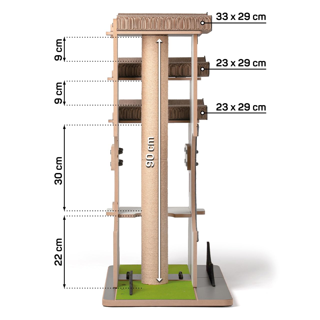CanadianCat Company | Kratzbaum Katzenmöbel Château Tatzberg - Sisal Kratzflächen, Kuschelhöhle & Klettermöglichkeiten, 89x38x90 cm, Robustes für Wohnung, modernes alpines Wohndesign