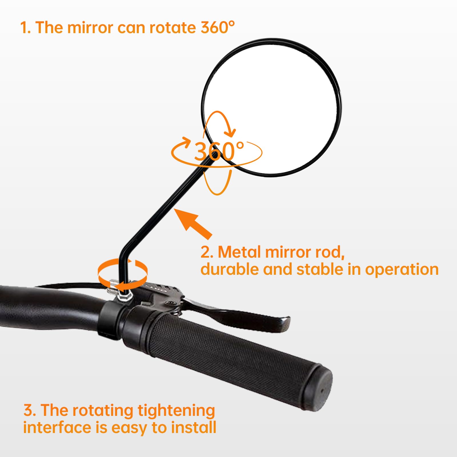 Bike Mirrors for E-bikes, Bicycle Rear View Mirror, HD Glass Mountain Bike Rear View Mirrors, Universal Bicycle Mirrors for Handlebars 0.87-0.98 inch (22-25 mm)