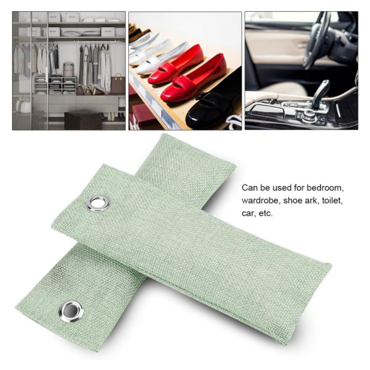 Bolsas de carbón Activado,4 Pcs (4 x 75g) Bolsa Desodorante,Elimina los Olores,Deshumidificador,Purificador De Aire,Bolsas purificadoras,para Zapatos,Coche,Cocina,baño,Nevera,Oficina