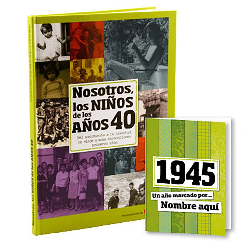 Calledelregalo 1945 Libro 'Nosotros los niños de los años 40' con tarjeta del 1945 personalizada por ti | año de nacimiento | Libro de la década de nacimiento