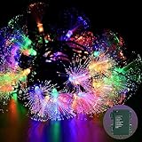 Fiber Optic Fairy Lights Battery Operated, 33FT 60 LED Firework String Lights with Timer, Green Wire Christmas Tree Lights, Wedding Garden Patio Fence Christmas Decoration (Multi-Colored)