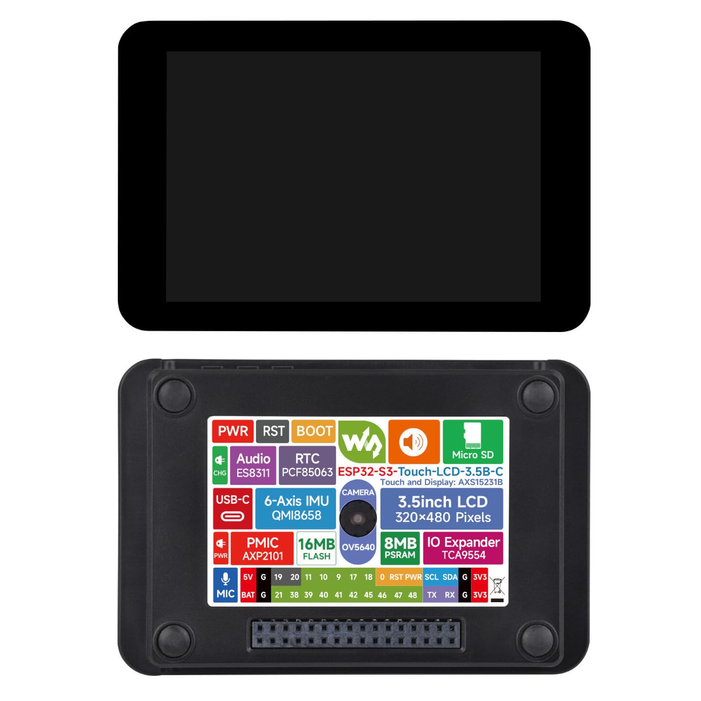 VIDOO Płyta Deweloperska Wyświetlacz Pojemnościowy Dotykowy ESP32-S3 3,5 Cala Wspiera Wi-Fi i Bluetooth 5 Wsparcie ESP32-Z Obudowa
