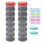 2 Pack 7 Day Pill Organizer Case Stackable Weekly Supplements Vitamins Pills Holder Dispenser Large Translucent Black with Extra Lid