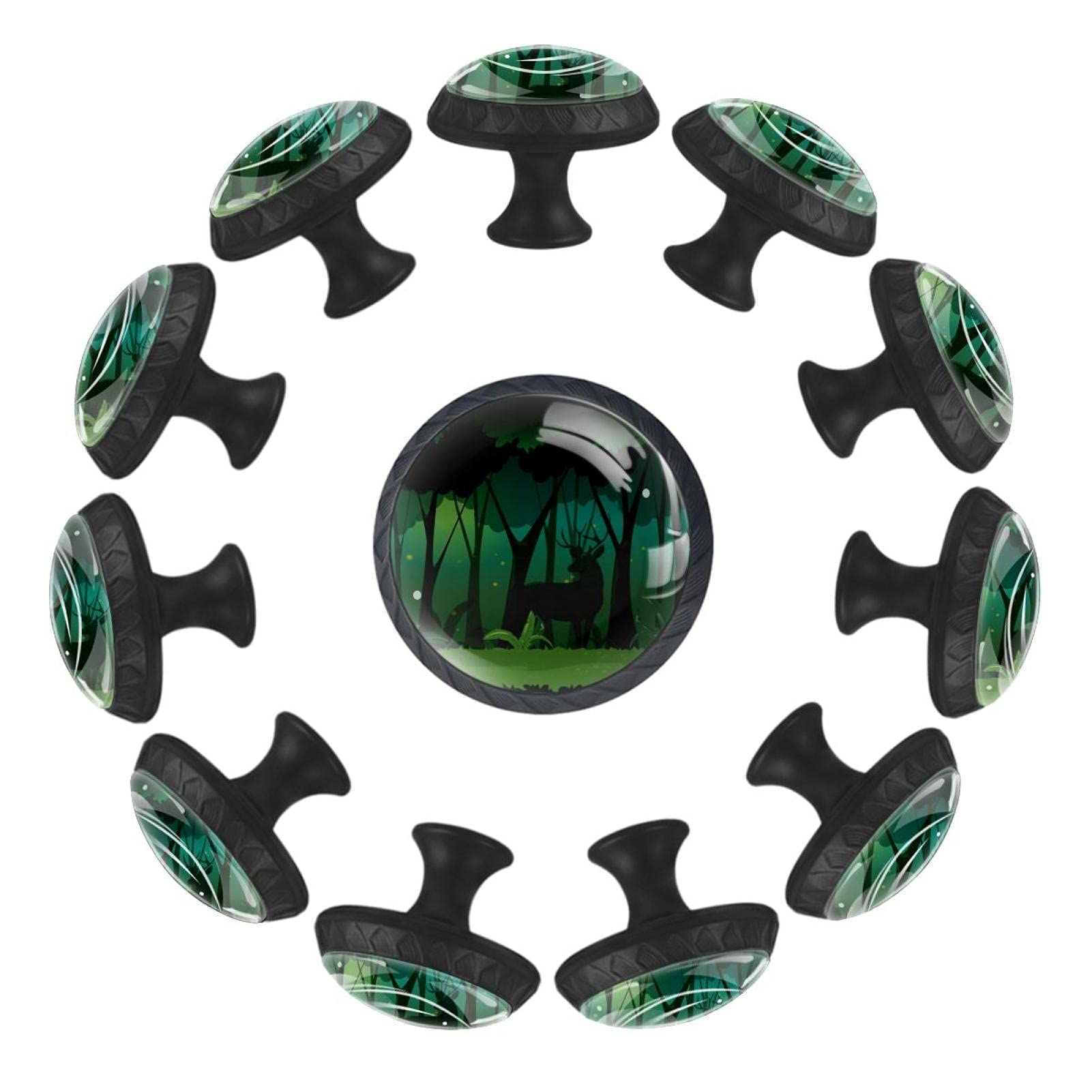 Boutons de tiroir ronds 35 mm motif cerf jungle haut de gamme lot