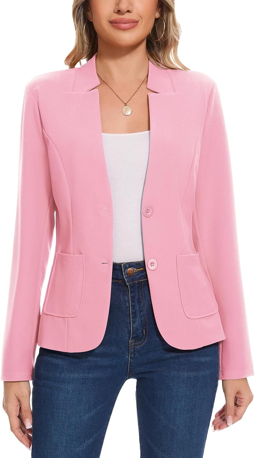 MINTLIMIT Blazers for Women Long Sleeve Notch Collar Blazer Button Front Casual Work Office Suit Jackets with Pockets