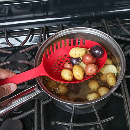 Home-X - Extra-Deep Pasta Spoon Strainer, Extra-Deep Bowl Ideal For Straining And Lifting Pasta, Potatoes, Vegetables And More #TOP3