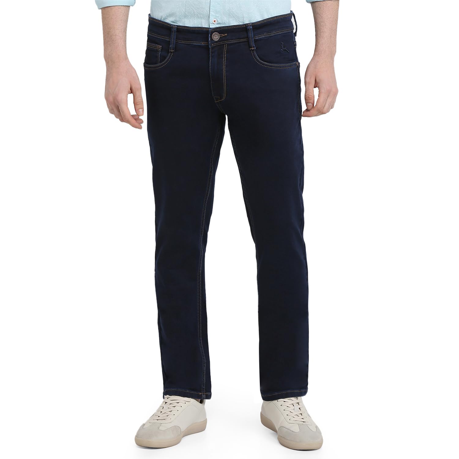parx Men Low Rise Tapered Fit Knitted Pattern Cotton Polyester Blend Flat Front Jeans-picture-21