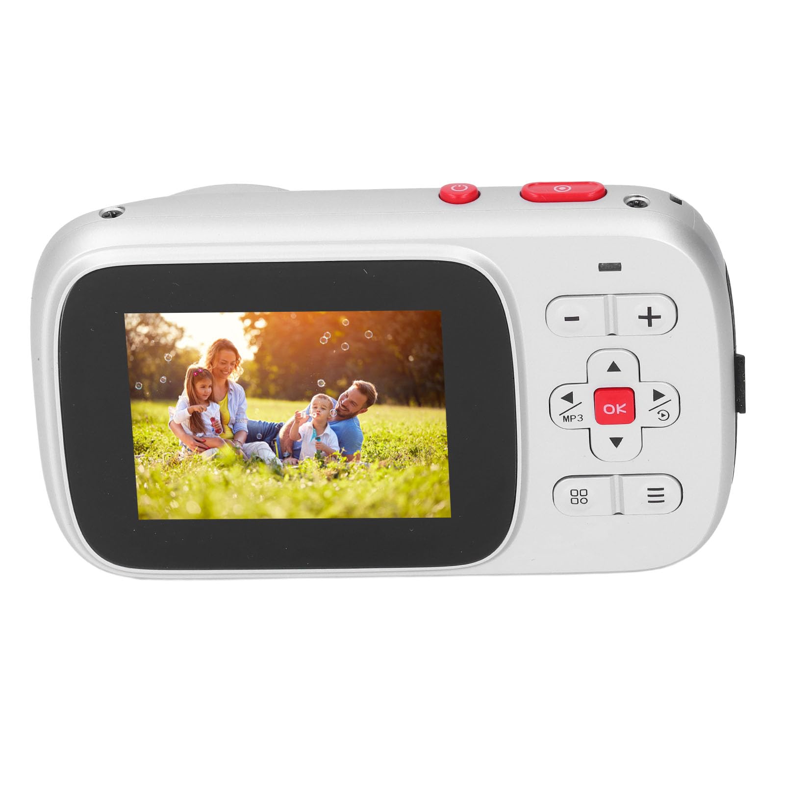 Fotocamera Digitale 2,5K per Fotografia, Fotocamera Selfie da Viaggio con Messa a Fuoco Automatica con Doppio Schermo, Fotocamera per Vlogging con Zoom Digitale 16X (SILVER)