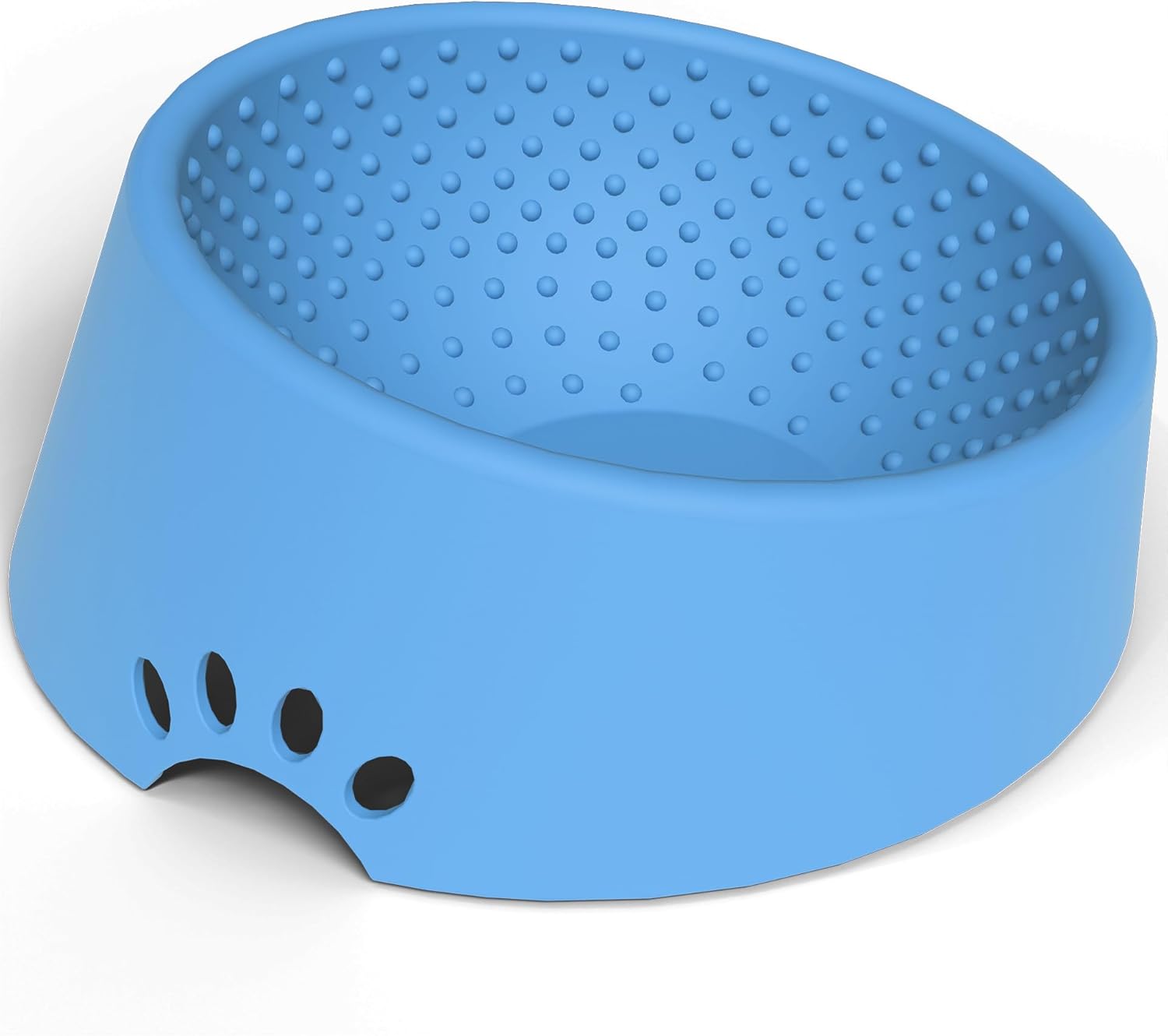 Pet Dog Food Bowl 10° Slanted ，Silicone Material， Easy to Clean Non-Skid & Non-Spill Easier to Reach Food L/2.5 Cups Blue