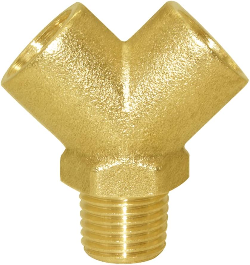 Joywayus Brass Pipe Fitting Y-shaped 1/4" NPT Female x 1/4" NPT Female x 1/4" NPT Male Connector 3-way Fitting Coupler Adapter (Pack of 2)