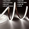 TTWAY COB LED Strip, Dotless LED Strip Light with 480LEDs/M, CRI 90+, 8mm Width, DC24V Led Tape Lights, Daylight White COB LED Lights for Bedroom Decoration (Power Supply Not Included).5M,Cool White [Energy Class F]