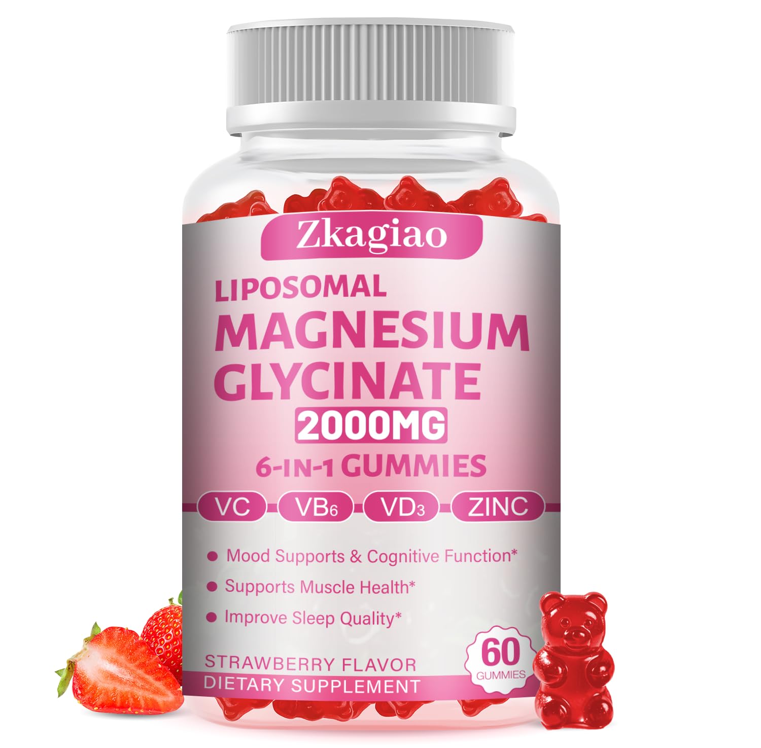Liposomal 2000MG Magnesium Glycinate Complex for Women & Men Supplement with Vitamin C, B6, D3 and ZINC - Mood Support, Supports Muscle Wellness & Improve Sleep Quality, 120Cts — Amazon image 8