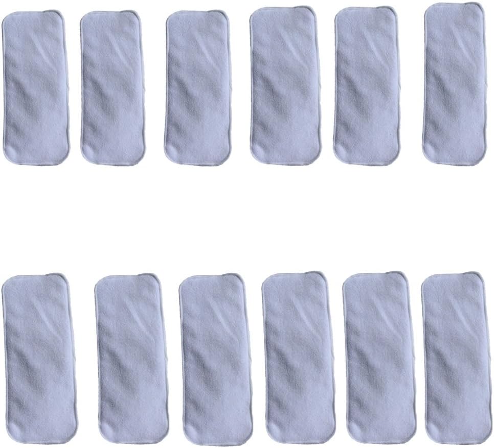 OHBABYKA 3-Layer Baby Bamboo Reusable Liners for Cloth Nappies, 12pieces