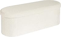 PINPLUS Tufted Oval Storage Ottoman Bench Velvet Footrest Chest Box 43x15x15 Inch 330 lbs White