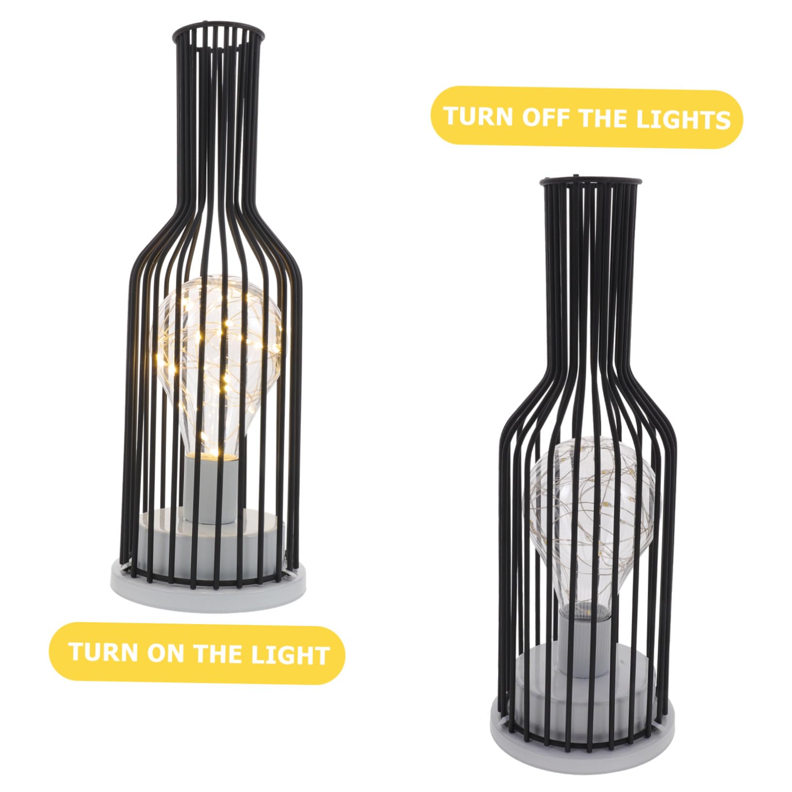 Lampada Decorativa per Bottiglia di Vino in Ferro e Abs Nero