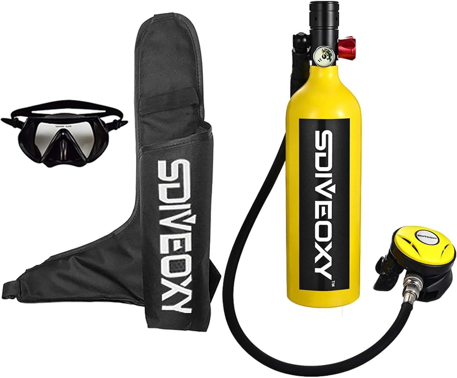 Attrezzatura per Bombole per Immersioni Subacquee con capacità di 15-20 Minuti, Mini Bombole di Ossigeno per La Respirazione, Materiale Resistente alla Pressione E alla Corrosione Co, Yellow