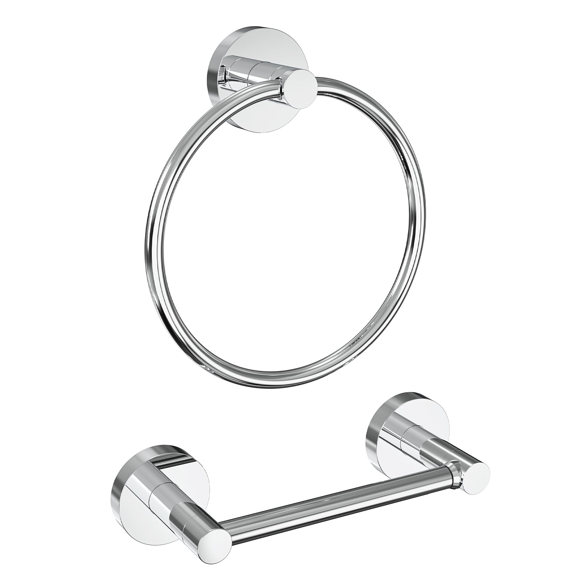 WZRUA Bathroom Accessory Toilet Roll Holder & Towel Ring Set Wall Mounted