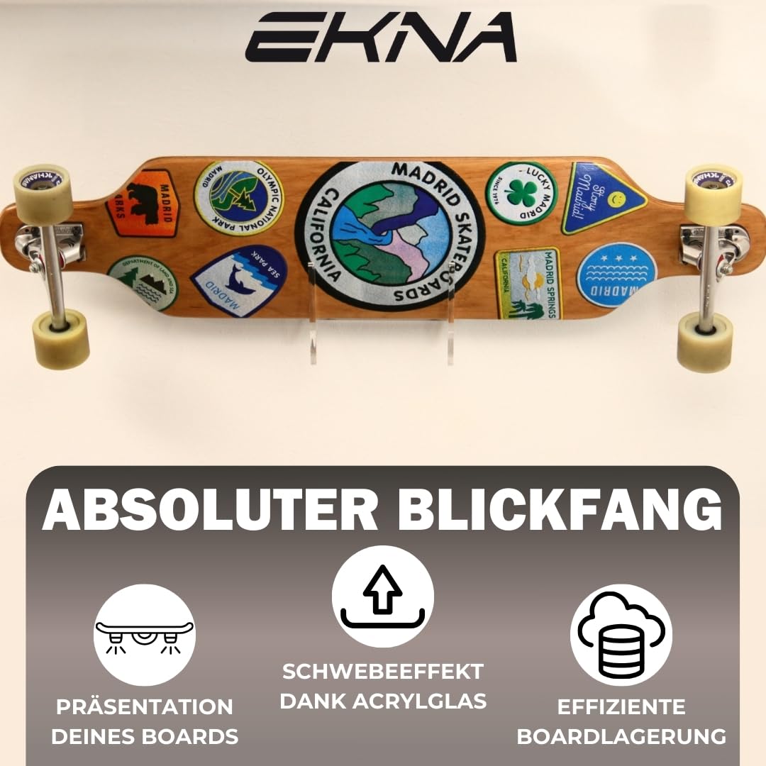 Board Addicted Soporte de pared para longboard, snowboard, wakeboard, transparente universal