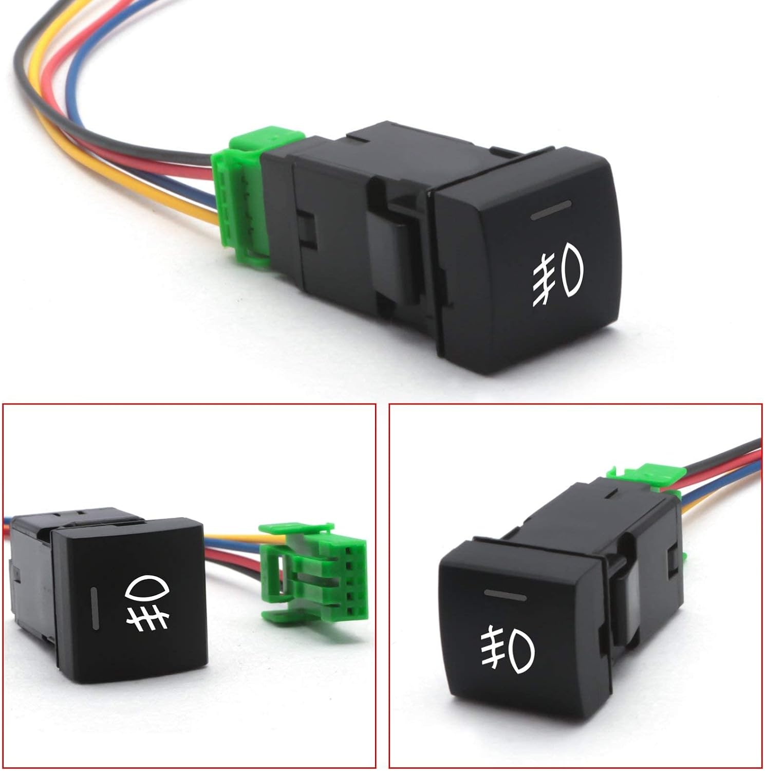 x xotic tech Factory Style 4-Pole 12V Push Button Switch w/LED Background Indicator Lights for Fog Lights, DRL, LED Light Bar, etc Compatible with Toyota Camry Corolla (Size: 22.8 x 22.5 mm)