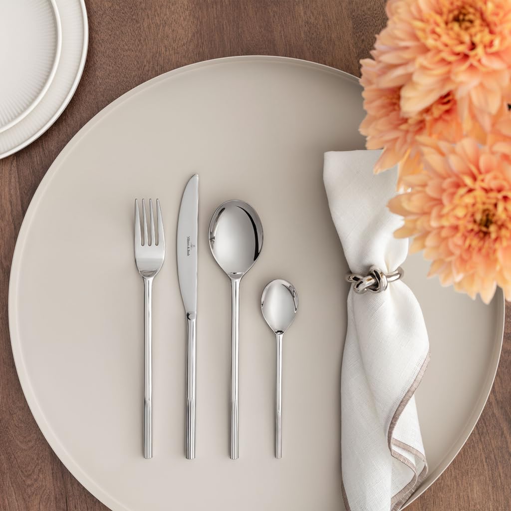Villeroy & Boch Afina Besteckset, 24-teilig, Maße: ca. 44x29x6,5 cm, spülmaschinenfest, Tafelbesteck aus hochglanzpoliertem Edelstahl