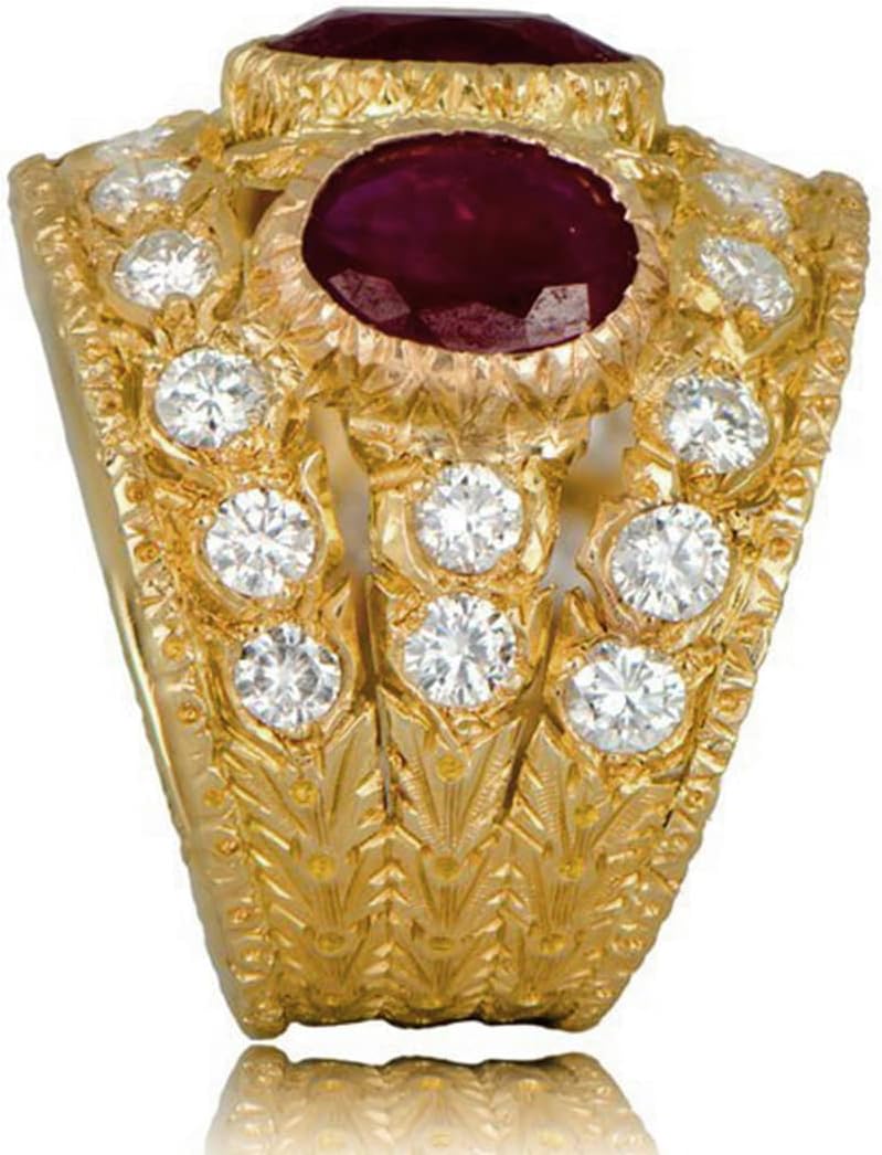 Dainty Multi Three Red Ruby Garnet Crystal Stone Wide Band Ring,14K Gold Plated Full Cubic Zirconias for Women - Image 5