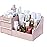 Simbuy Makeup Organizer for Vanity- Bathroom Countertop Cosmetics Organizer with Drawers for Lipstick, Brushes, Lotions, Eyeshadow, Nail Polish and Jewelry (Pink)