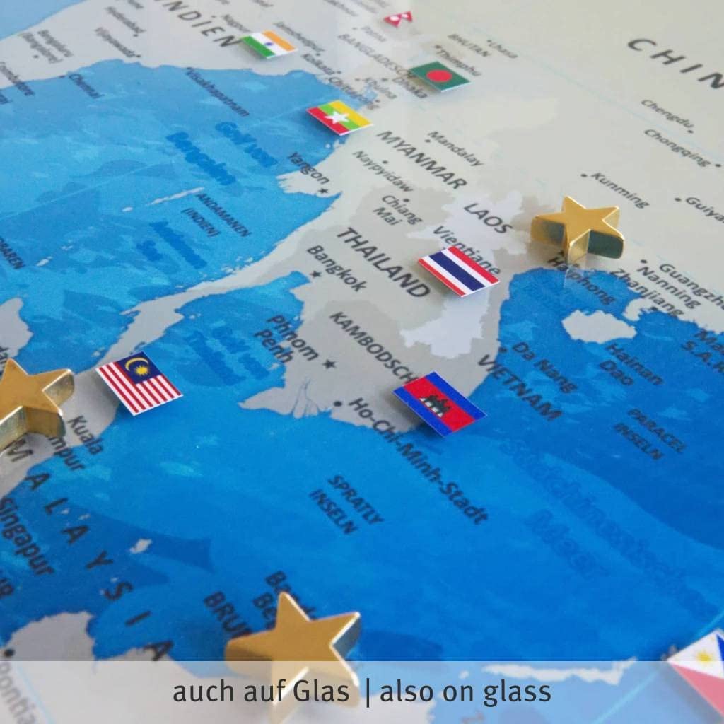 LANA KK Sticker-Flaggen der Welt - 3x DIN A5 Bogen mit 200 verschiedenen Länderflaggen in jeweils 10x6mm, Aufkleber, Sticker, für Weltkarte, Reisetagebuh