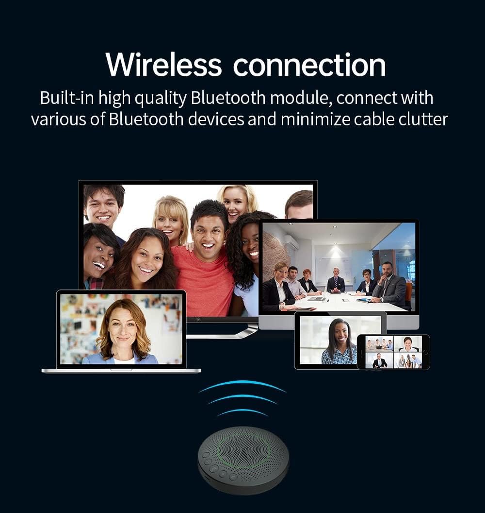 BluePod Conference Speakerphone, Bluetooth and USB Conference Microphone & Speaker, VoiceLoc and VoiceCap Function with 6 Omnidirectional Microphones, for Meeting Room or Home Office