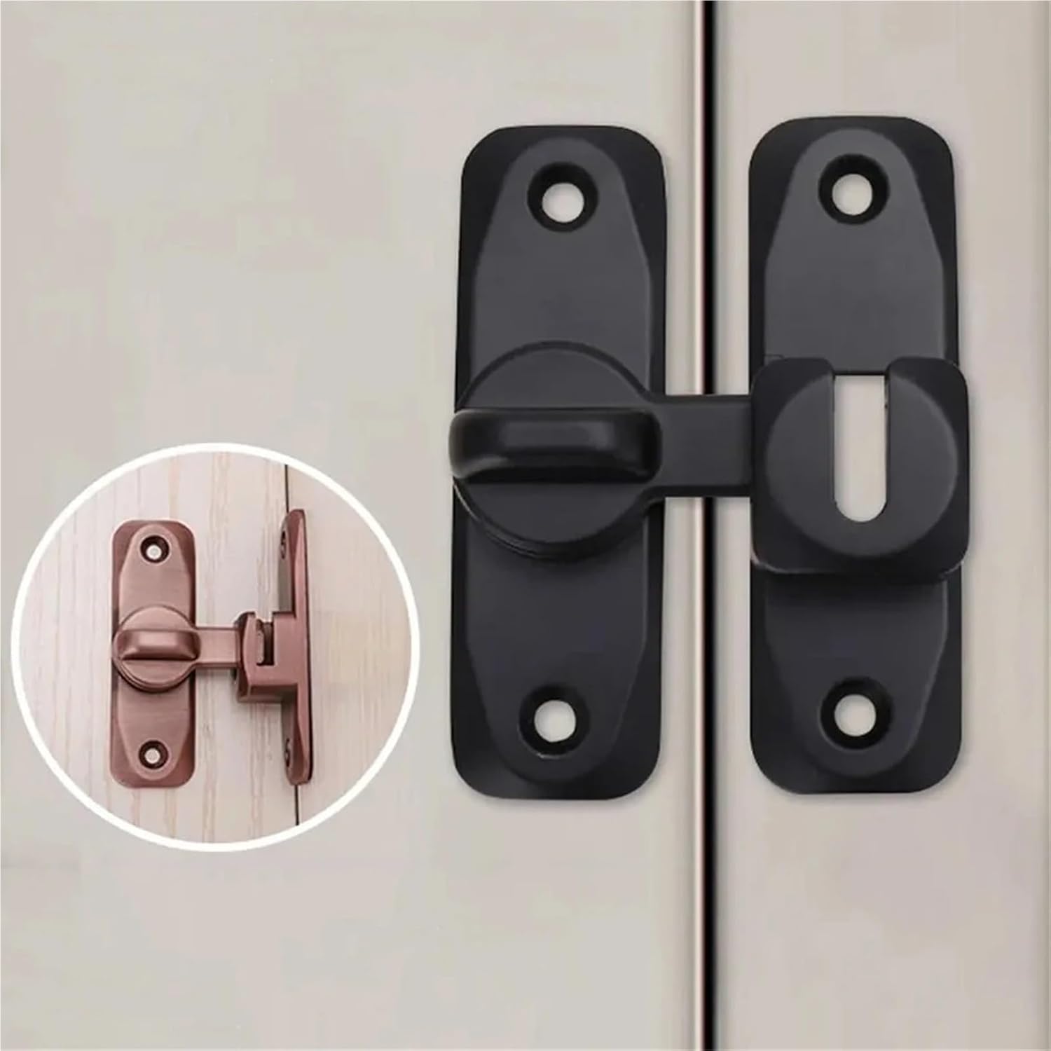 Flip Latch 2pcs 90/180° Sliding Door Bolts Flip Gate Latch Door Lock Anti-Theft Buckle Latch No Punching Dual Purpose Door Latches Window Locks for Barn Door, Sliding Door(Color 05)