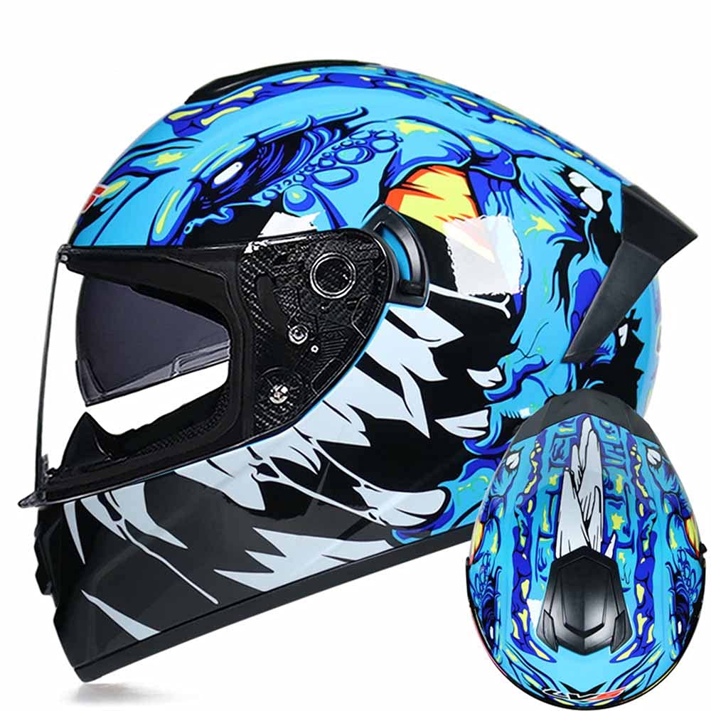 MotuoMr Unisex-Adult Full Face Motorcycle Helmet DOT Approved Motorbike Moped Street Bike Racing Crash Helmet with Graphic