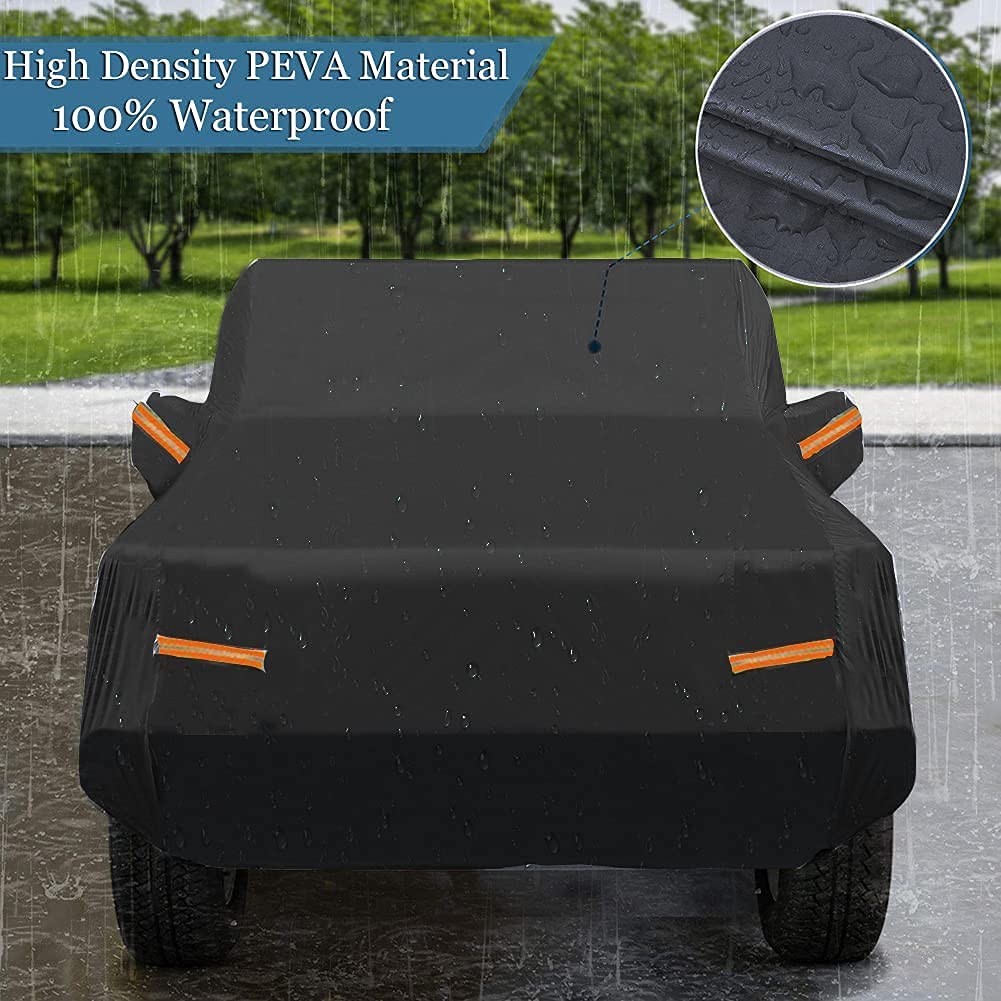 Big Ant Pokrowiec na samochód w 100% wodoszczelny do Jeep Wrangler CJ, YJ, TJ i JK 4-drzwiowy – plandeka samochodowa z zamkiem błyskawicznym, ochrona przed promieniowaniem UV i taśmami wiatrowymi