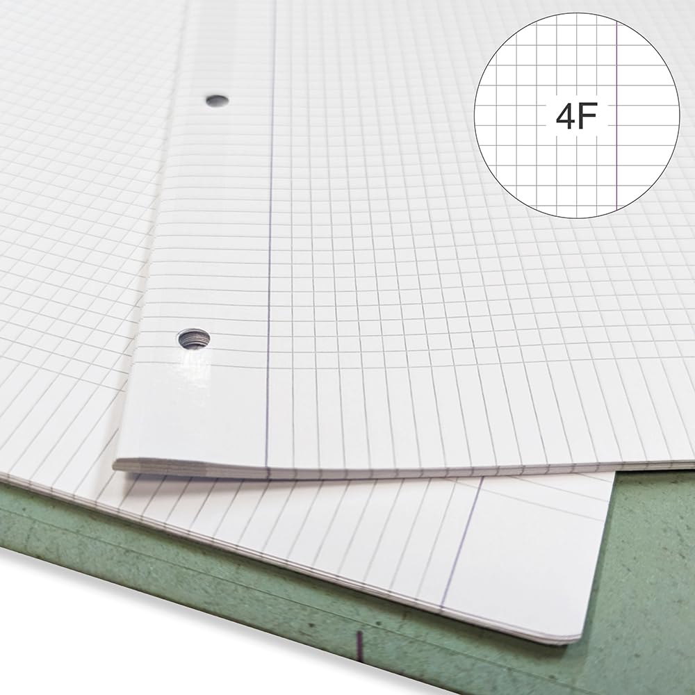 Bm – BeMore Ricambi Bandup A4 Con Banda Rinforzata Rigatura 4F Quadretti 4Mm Con Margini 40 Fogli Carta 90G/Mq