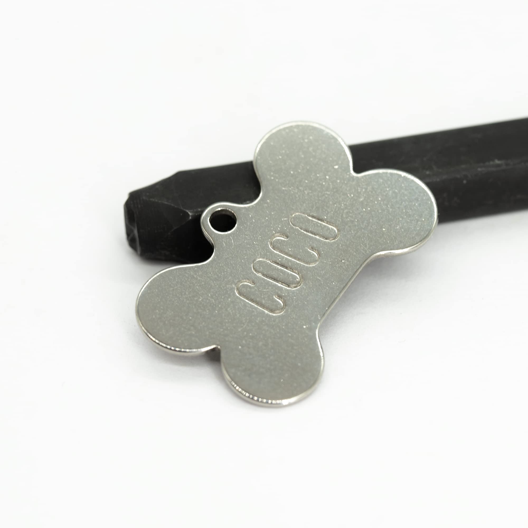 Diyhub 25 Set Silver Bone Shape Dog Tags - Stainless Steel Stamping Blanks With Key Rings For DIY Pet ID & Crafts - View #5