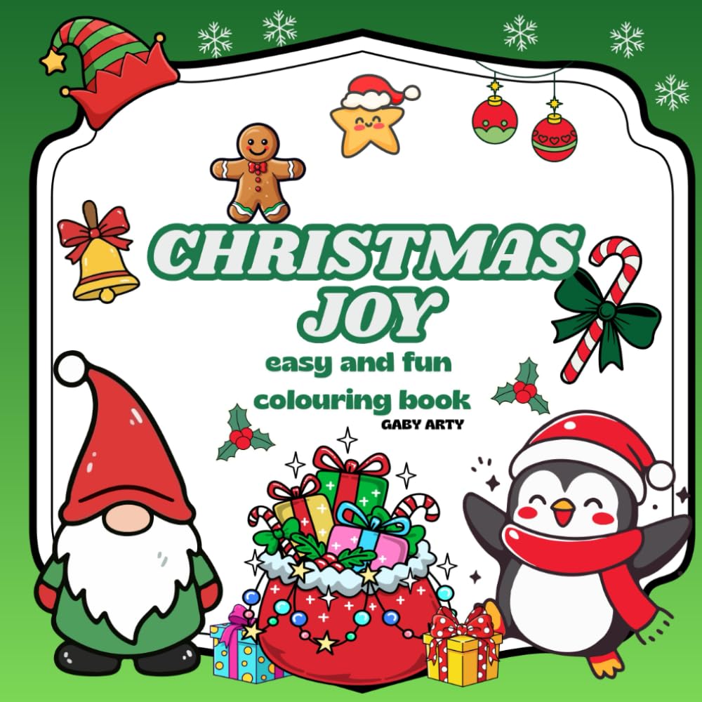 Christmas Joy: Coloring Book for Adults and Teens Featuring Christmas themed images,Easy and Fun Designs for Relaxation and Stress Relief