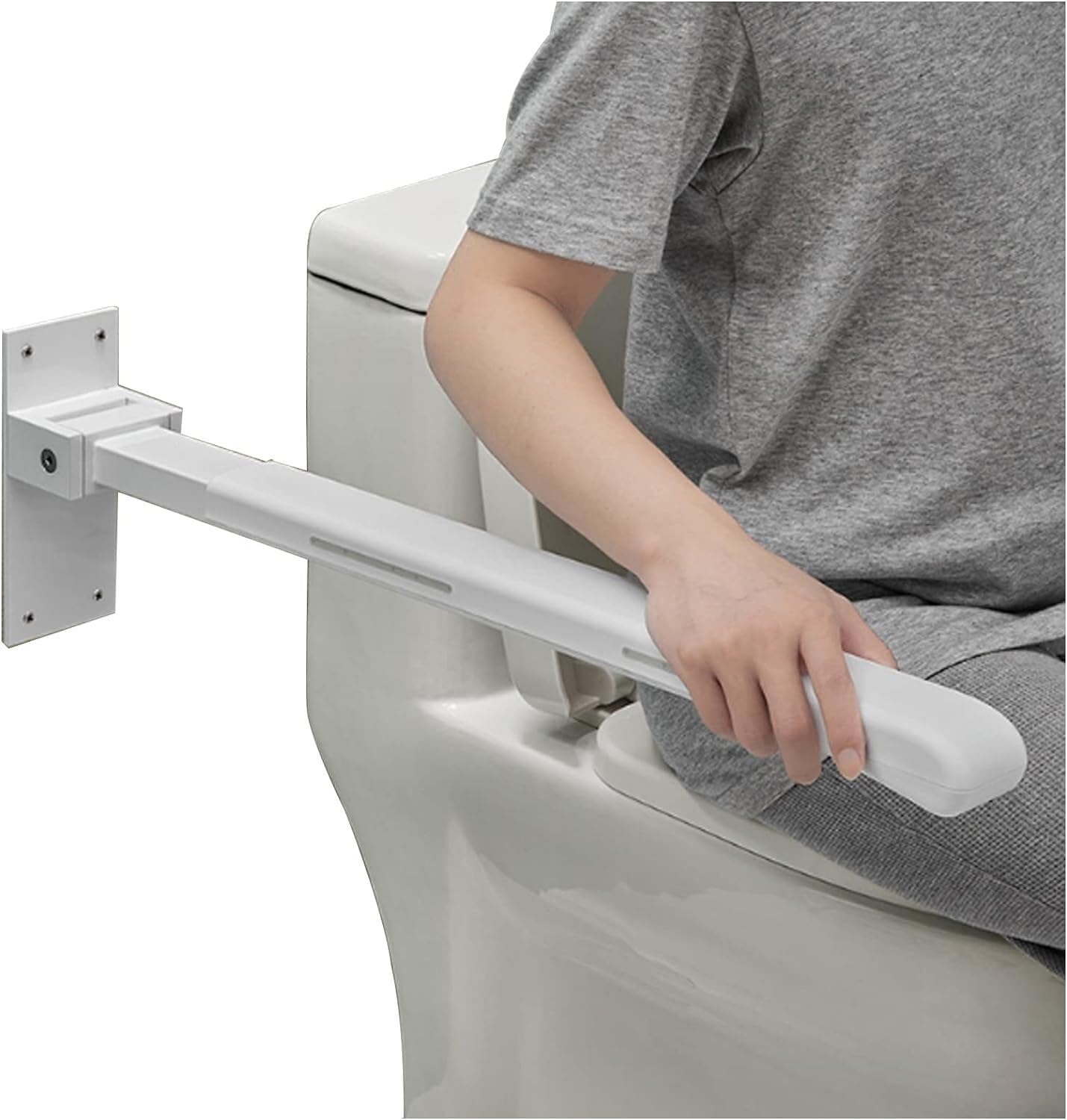 Barra de Seguridad abatible para Inodoro, pasamanos de Seguridad para baño, Montaje en Pared, pasamanos de Seguridad para baño, Barra de Agarre Antideslizante de Acero Inoxidable, Ayuda para el