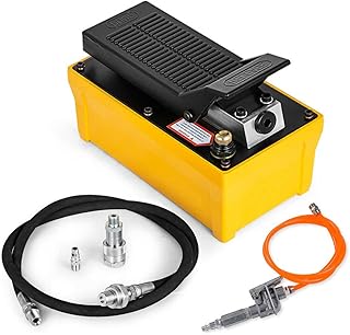 Thaweesuk Shop Auto Body Air Hydraulic Foot Pump 2.3L Liter Pedal High Pressure 10,000 PSI Yellow of Set