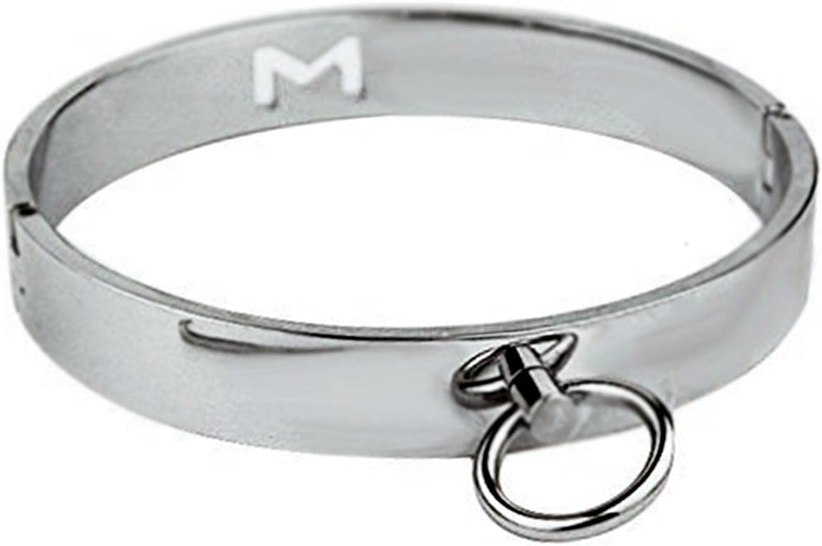 O Ring Metal locking Collar Neck Collar With O Ring Stainless Pin Restraint Gear BDSM Sex Toy