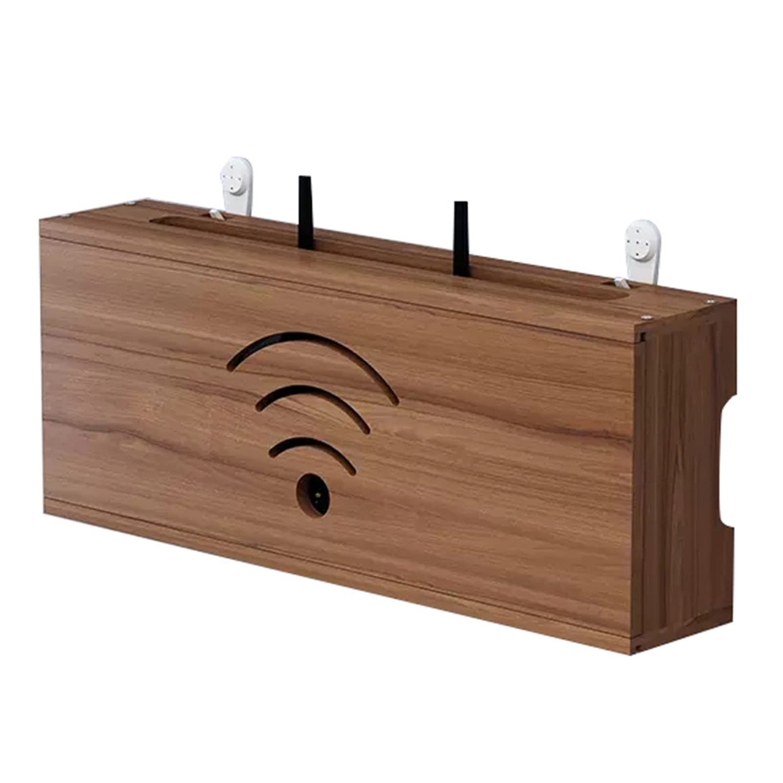 Routeur mural sans fil et support de rangement pour salon – Boîte de couverture multifonctionnelle pour décodeur finition noyer 30 cm – Économie d'espace et réducteur d'encombrement