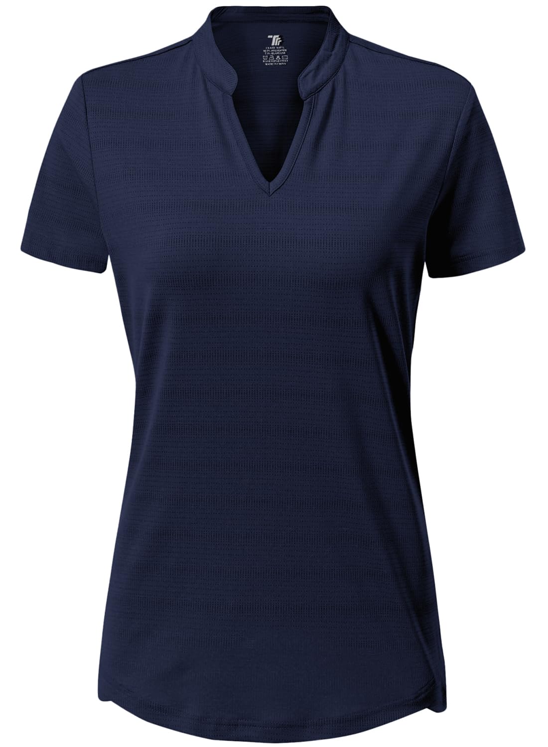 Gopune Women's Navy V Neck Golf Polo Shirts Collarless Short Sleeve Lightweight Qucik Dry Tennies Running T-Shirts