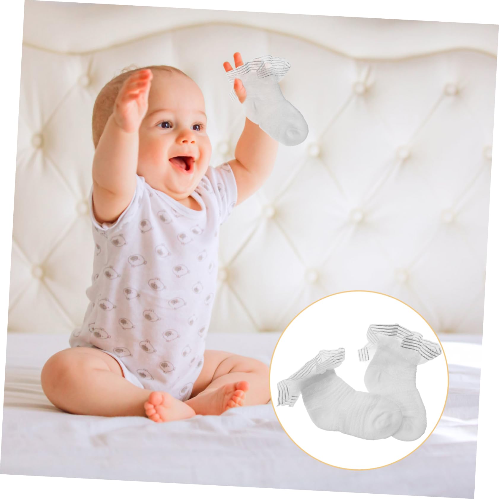 BESTYASH Cute Lace Baby Socks White Knee Socks with Tulle Soft Mesh for Special Occasions Size l