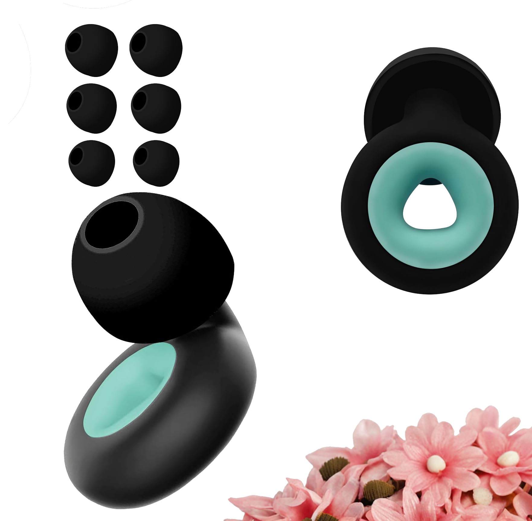 Super Light Reusable Hearing Protection in Flexible Silicone for Concerts,Work,Study, 6 Ear Tips in S/M/L –Washable Ear Plugs for Sleeping Noise Cancelling