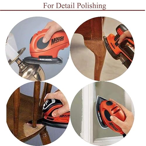 Miniatura 7 de Papel de lija con detalles de ratón, 40 almohadillas de lijadora de palma, surtido de 6 agujeros, papel de lija triangular de gancho y bucle (grano