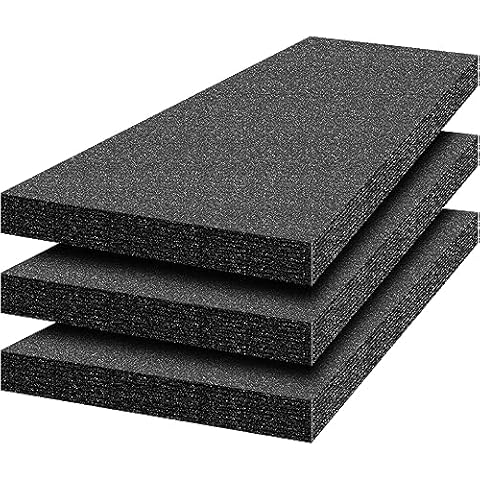 Yaomiao 3 Sheets Customizable Polyethylene Foam 54" x 16" x 2" Thick Black Packing Foam Inserts for Cases Thick Polyethylene Foam Sheet for Packaging and Crafts Cover