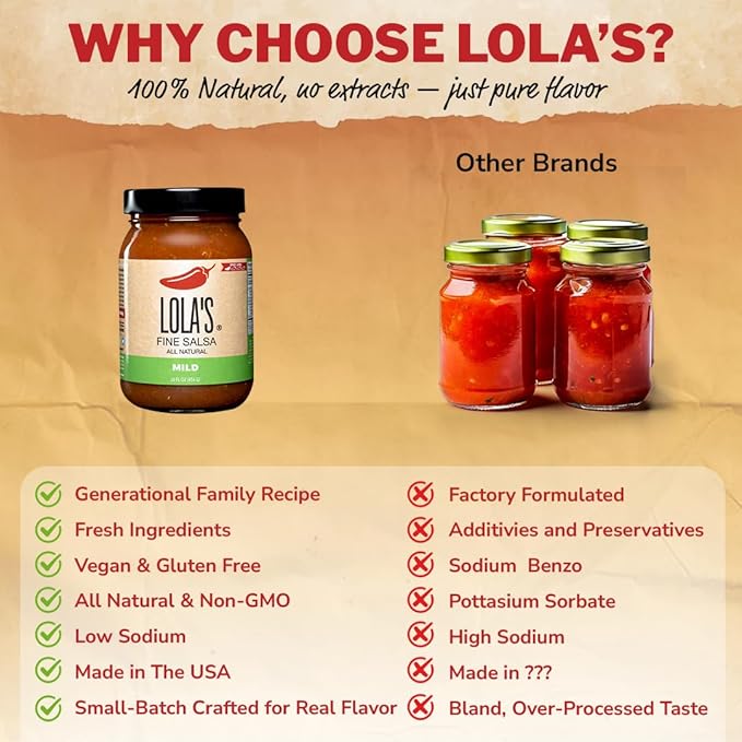 Salsa Lola's Mild - Suave, Sabrosa y Ligeramente Picante, Frasco 16 oz miniatura 7