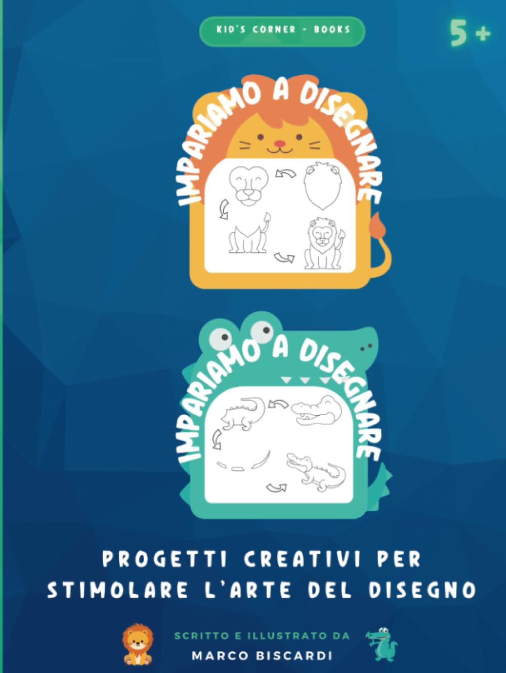 Livre de dessin pour enfants couverture rigide avec projets créatifs lion et crocodile