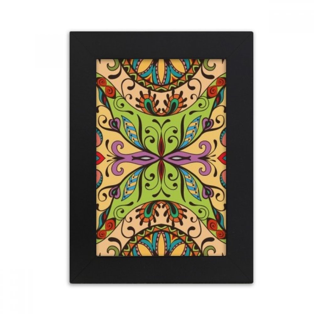 Cadre photo multicolore à lignes artistiques et motifs floraux raffinés 5X7