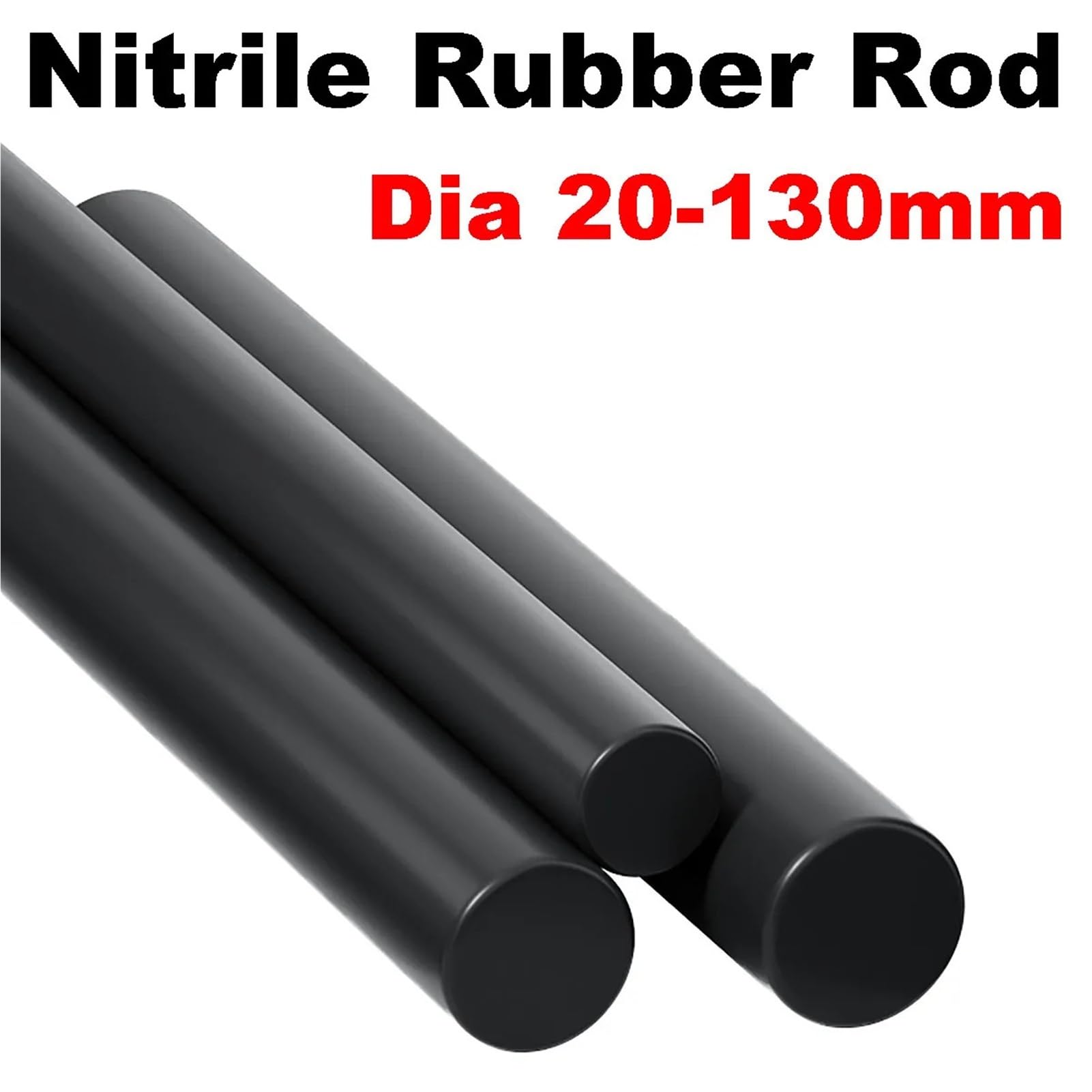 1 barra de goma maciza negra de 20 a 130 mm de diámetro y 100 a 500 mm de longitud.(80x 100mm)